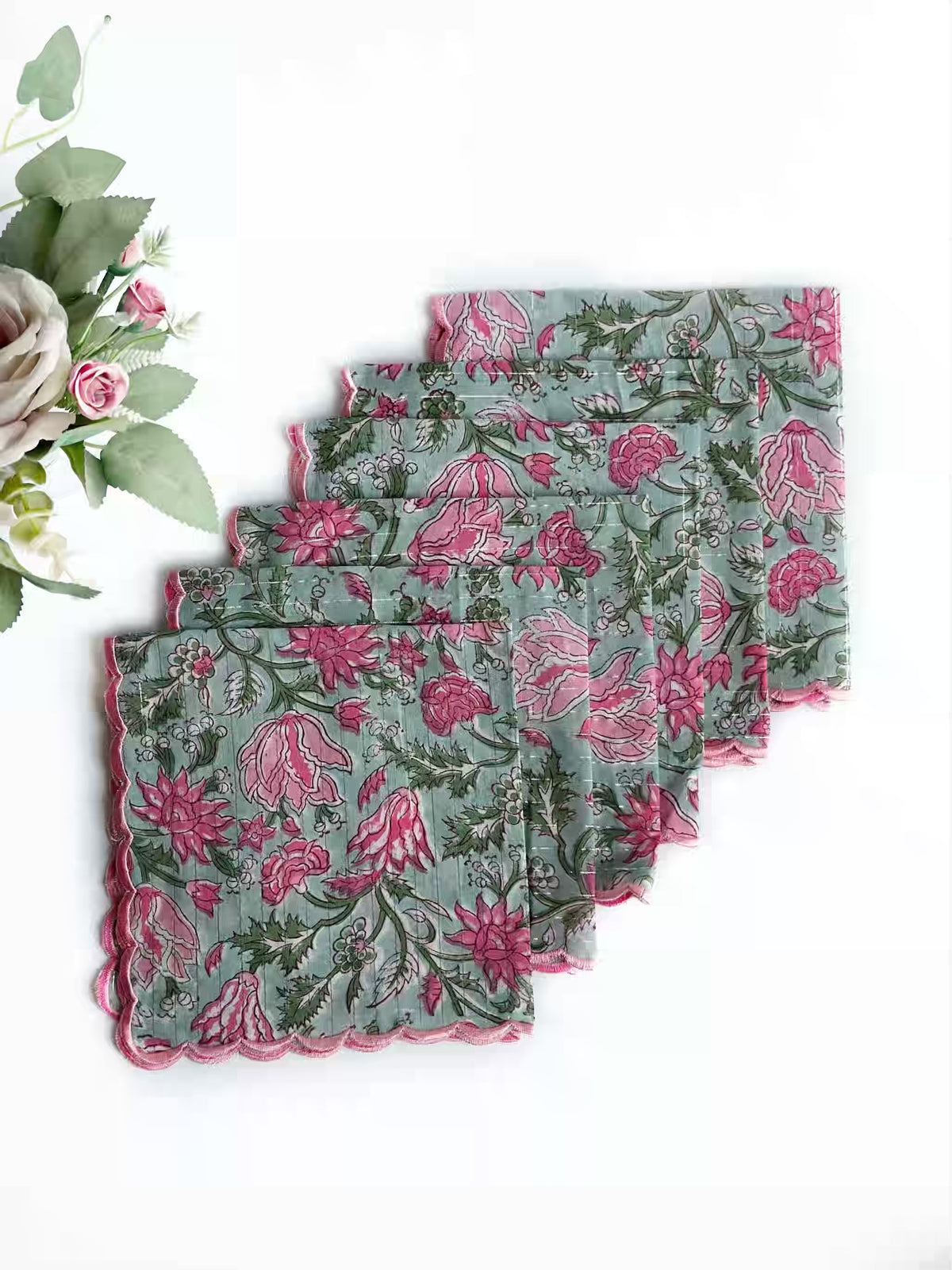 Rose Meadow Scalloped Napkins (set of 6)