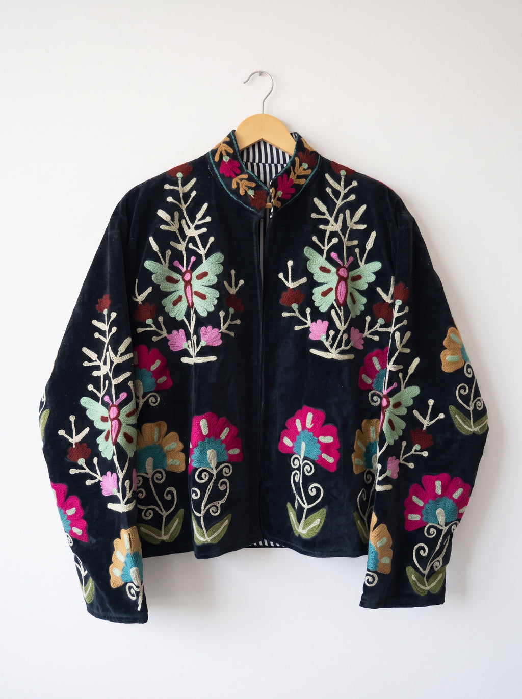 Midnight Garden Velvet Suzani Embroidered Jacket