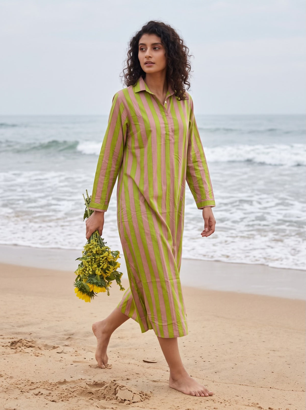 Lime Blush Stripe Shirt Dress