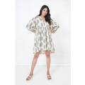 Floral And Leaf Hand-Block Print Cotton Mini Doi Dress