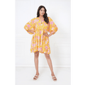 Mustard Hand-Block Print Cotton Mini Doi Dress
