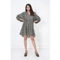 Black Hand-Block Print Cotton Mini Doi Dress