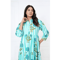 Turquoise Blue Print Maxi Anokhi Dress
