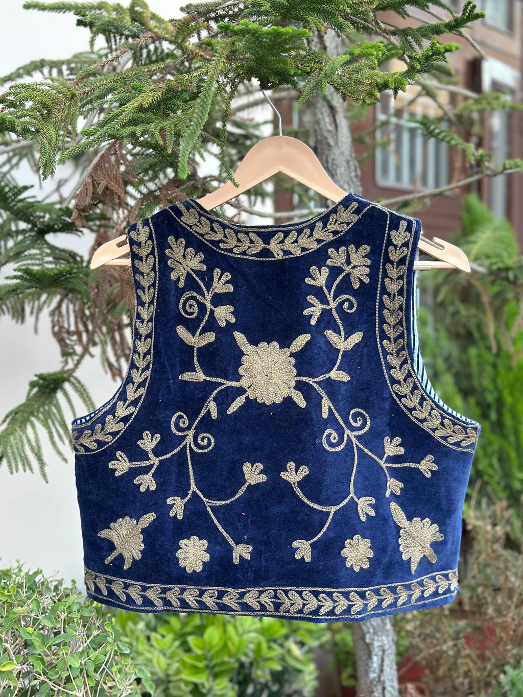 Royal Navy Floral Velvet Vest