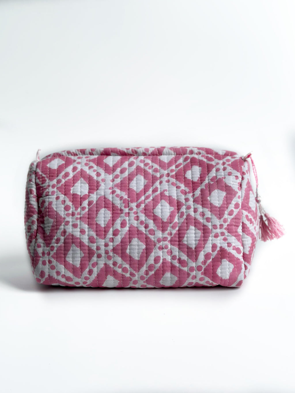 Pink Lattice Quilted Pouch (set of 3)