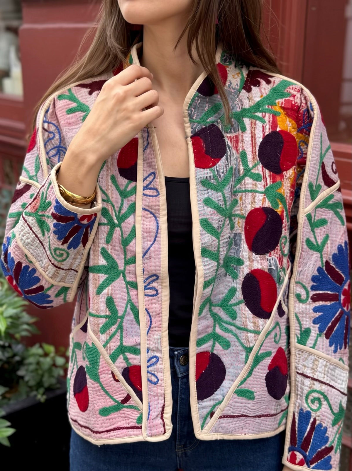 The Garden Bloom Vintage Kantha Suzani Jacket