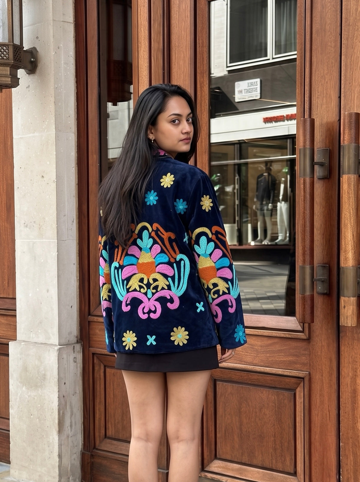 Multicolour Garden Embroidered Velvet Suzani Jacket