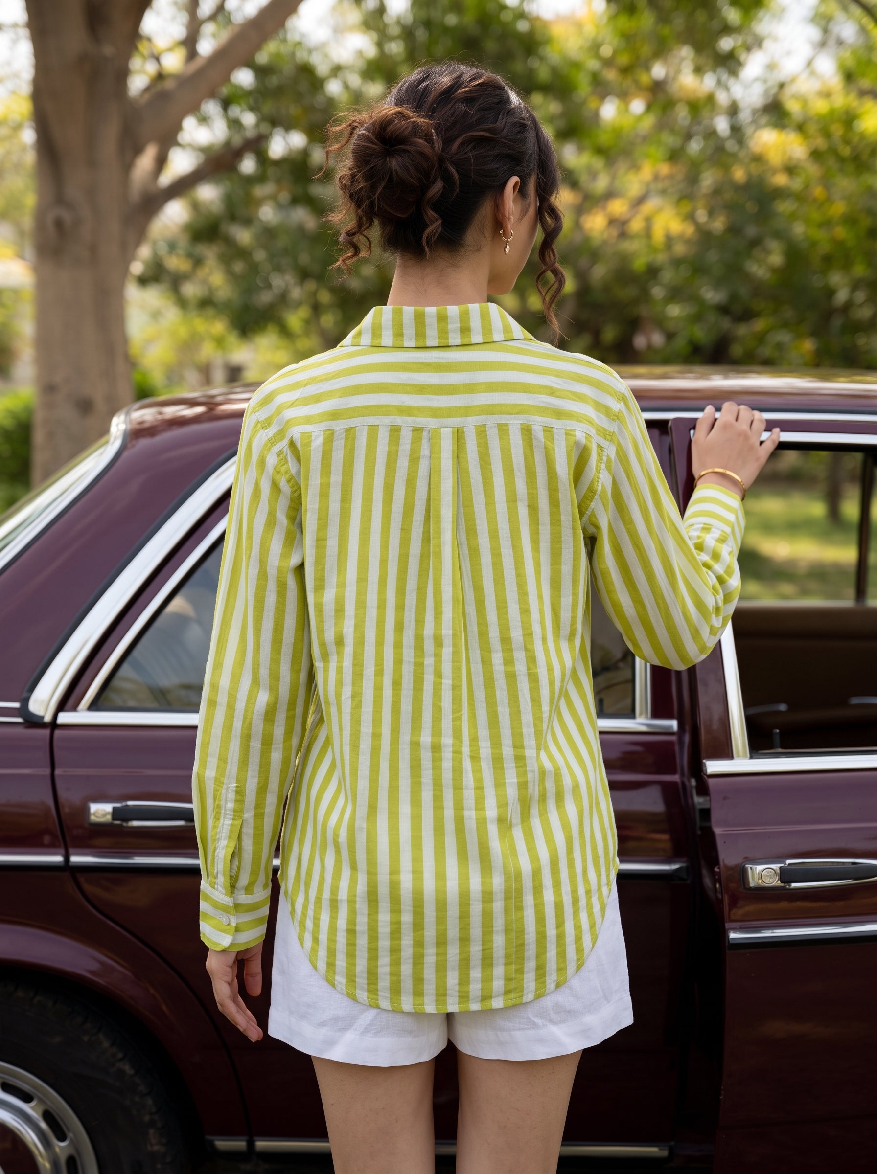 Lime Breeze Striped Cotton Shirt