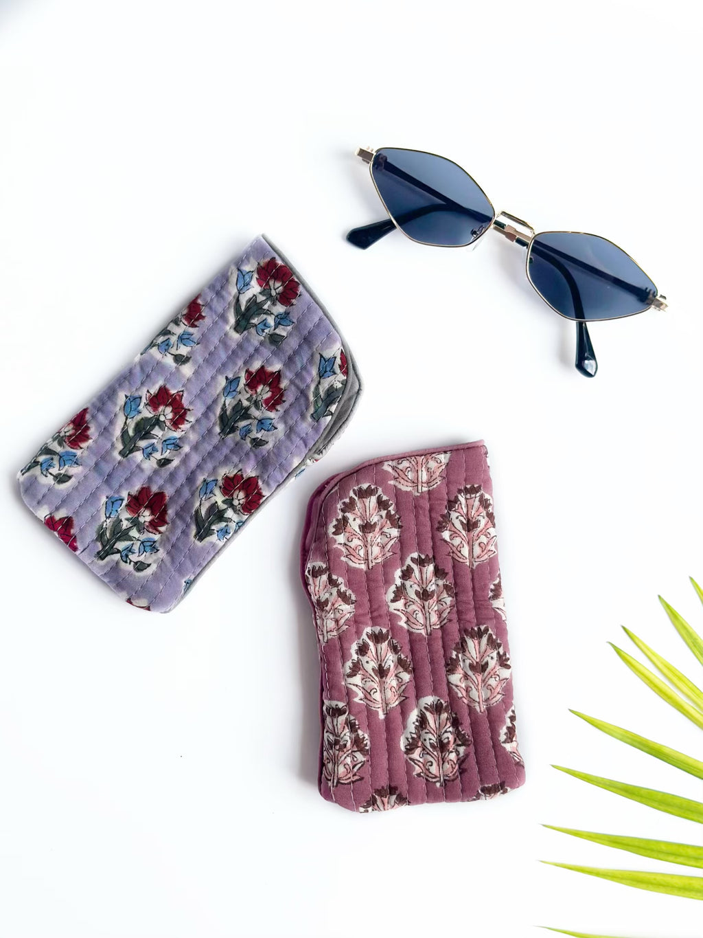Handcrafted Quilted Cotton Sunglasses cases – Pack of 2