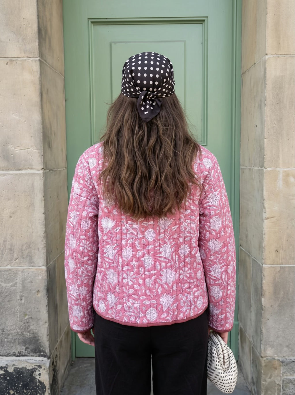 Pink Bloom Handblock Quilted Cotton Jacket