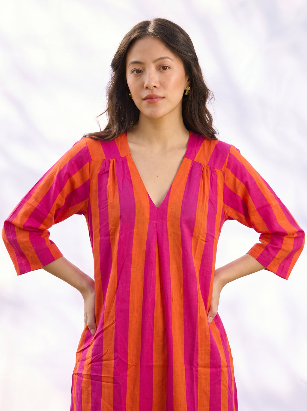 Candy Pink Pop Cotton Kurta Dress