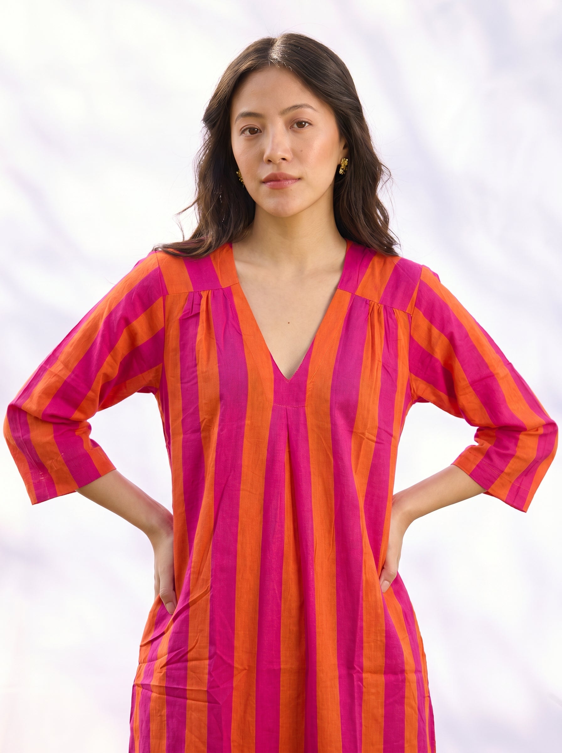 Candy Pink Pop Cotton Kurta Dress