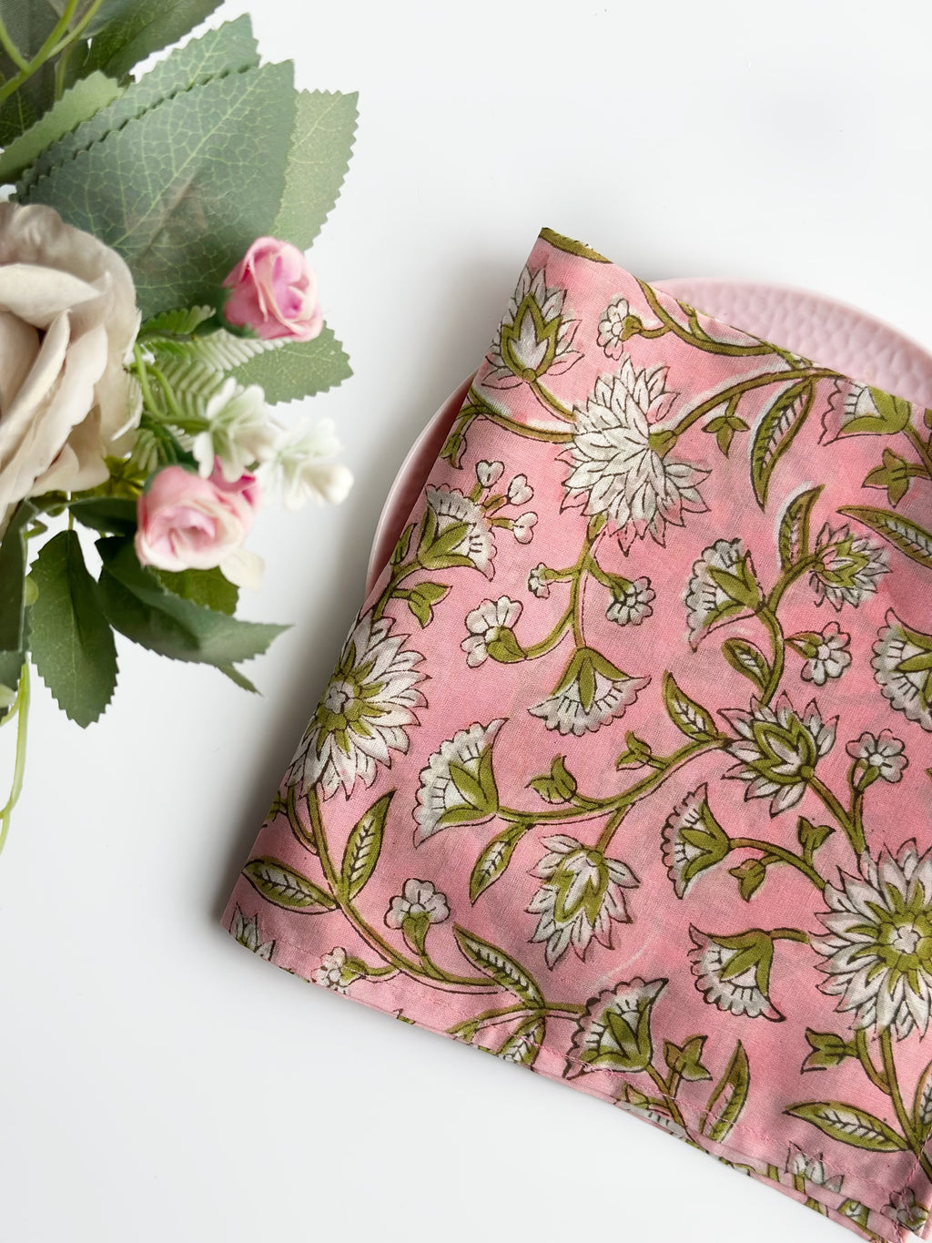 Pink wildflower Cotton Napkin (Set of 6)