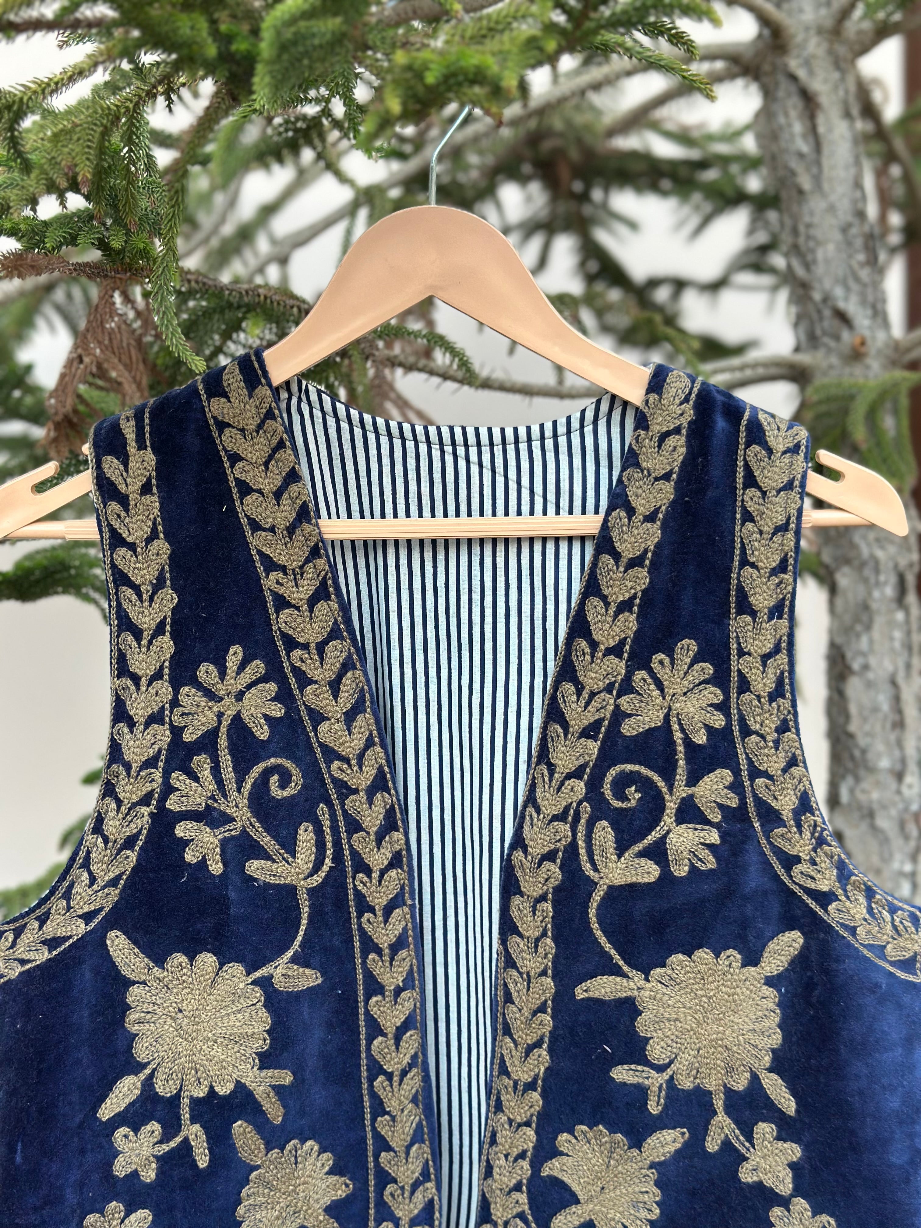 Royal Navy Floral Velvet Vest