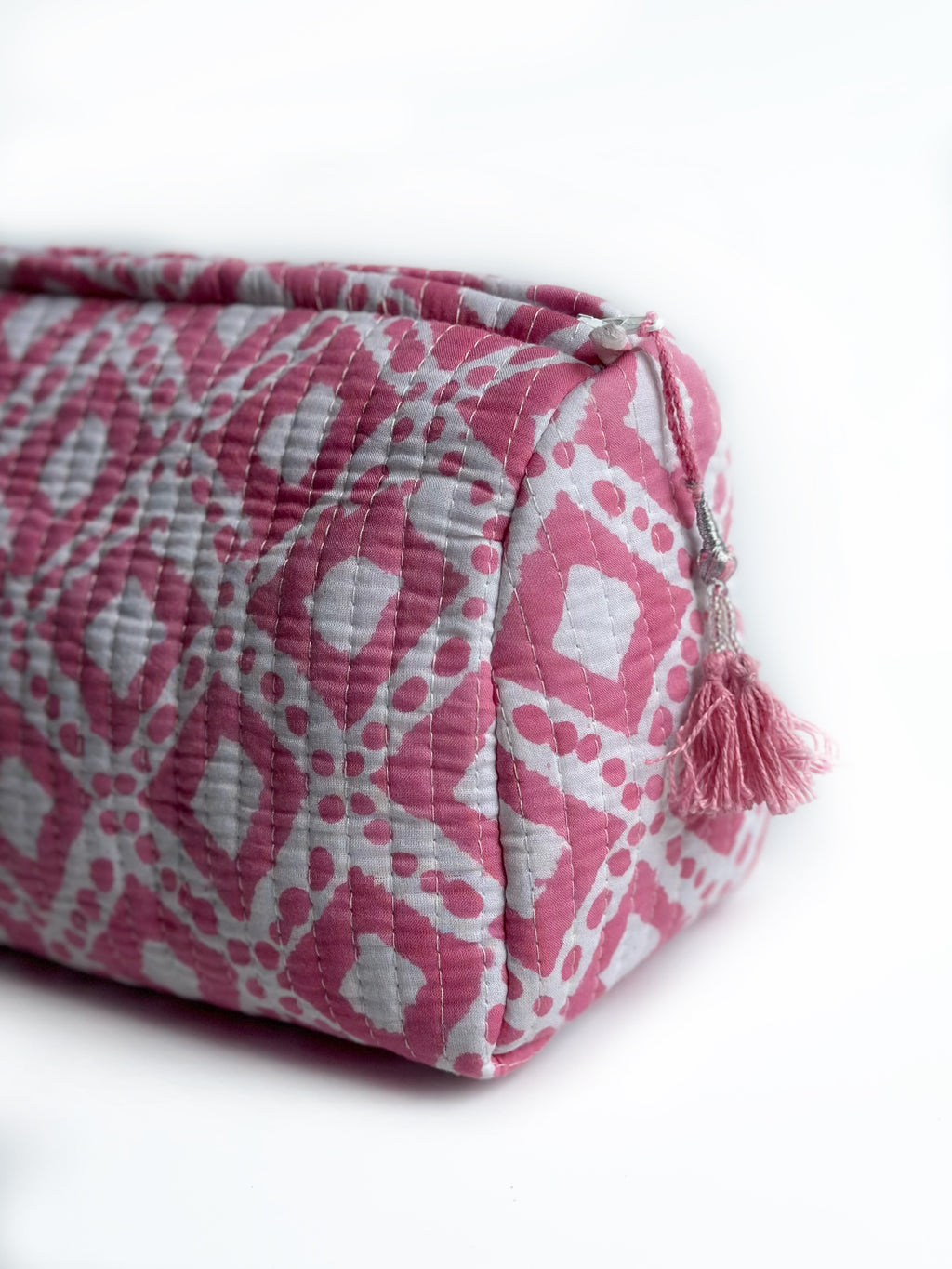 Pink Lattice Quilted Pouch (set of 3)