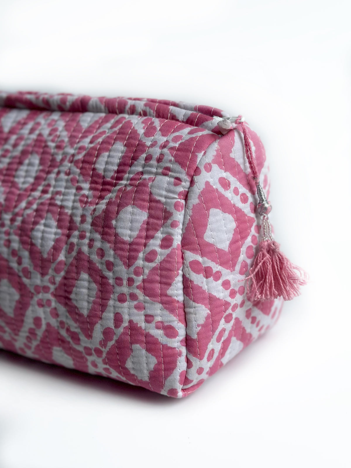 Pink Lattice Quilted Pouch (set of 3)