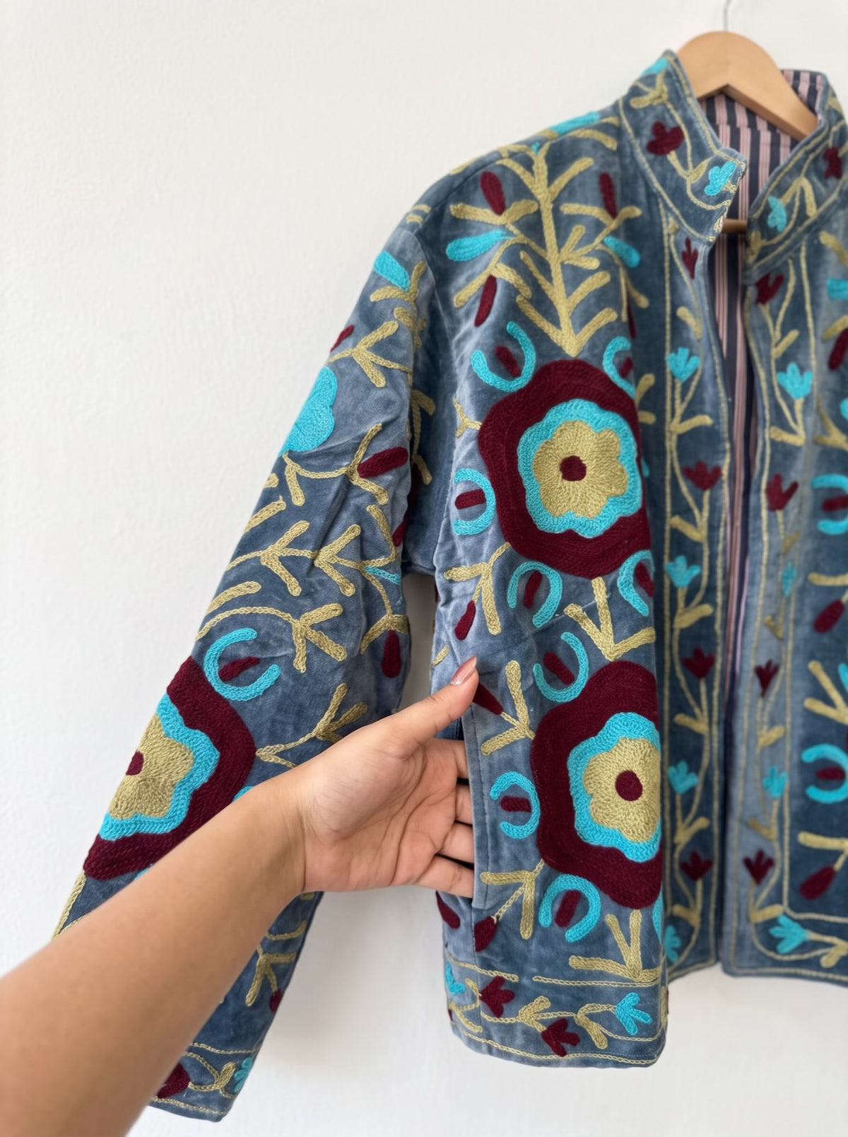 Azure Garden Suzani Velvet Jacket