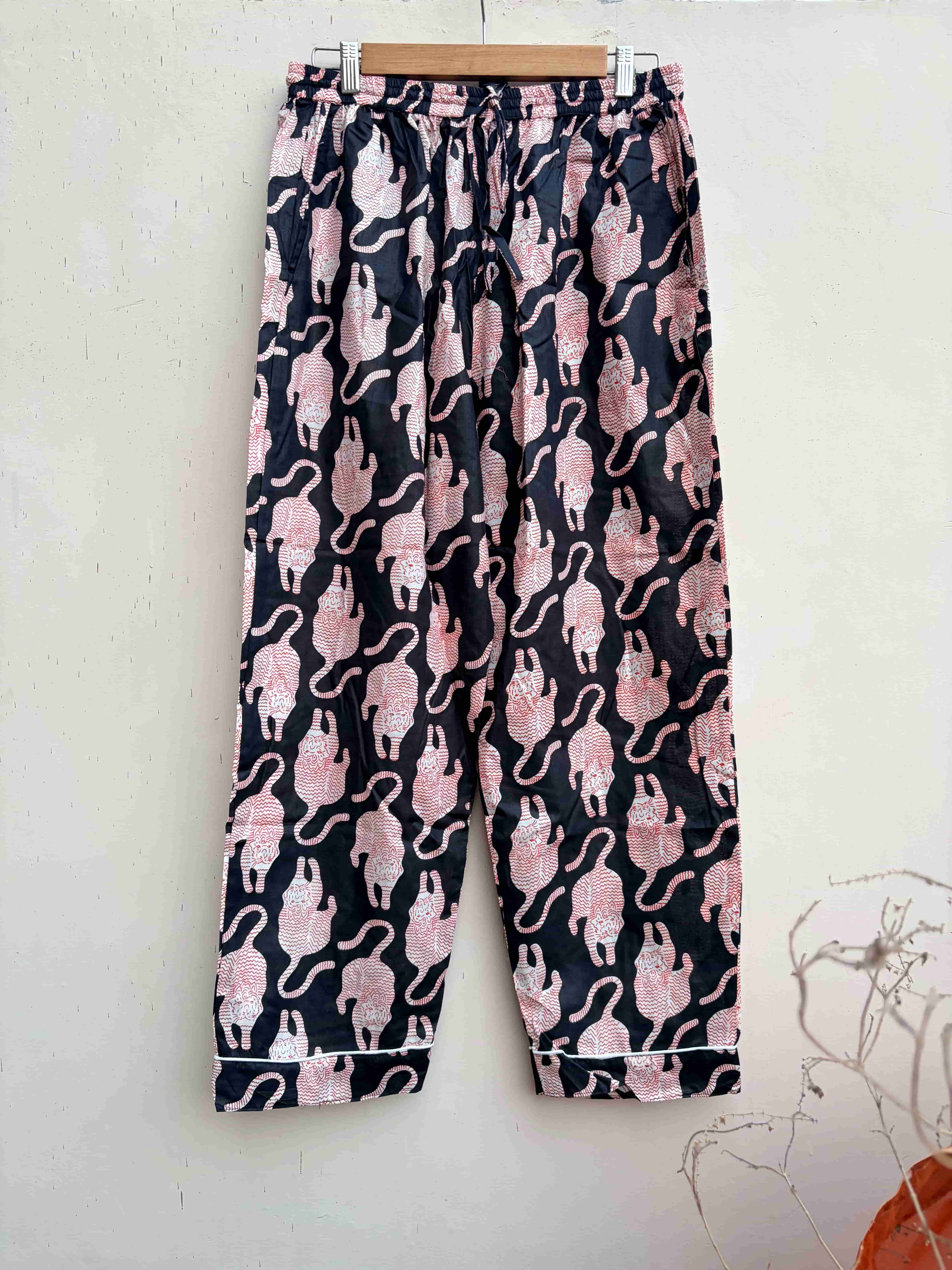 Bold Black & Blush Animal Motif Printed Pj sets
