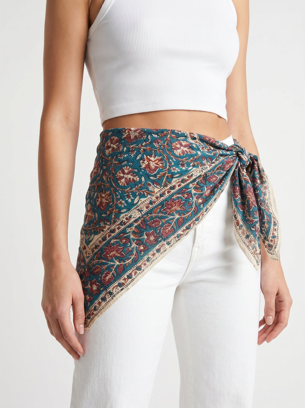 Teal Blossom Cotton Bandana (Pack of 2)
