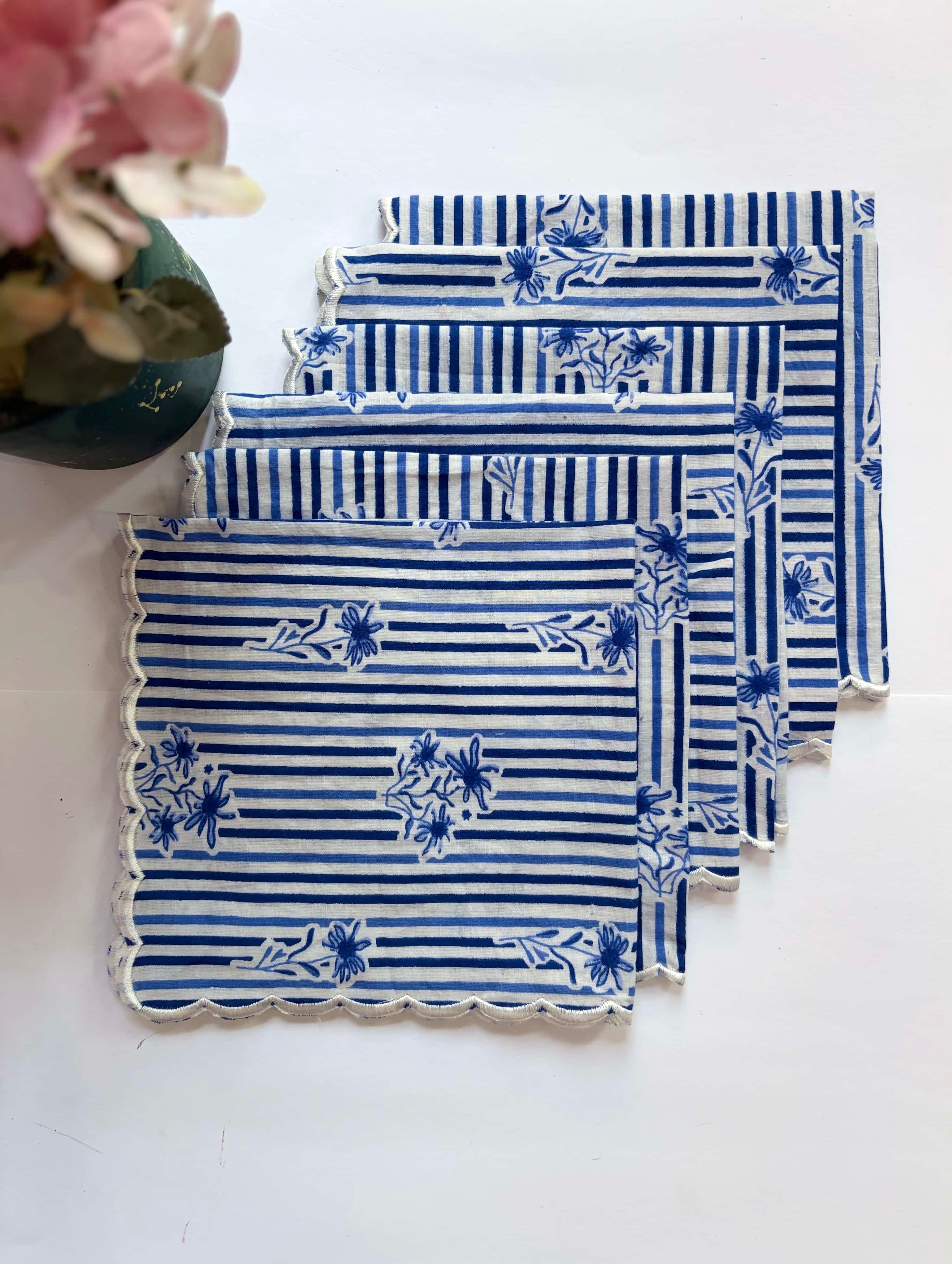 Classic Blue Stripe Printed Napkins