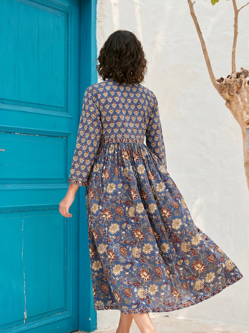 Midnight Meadow Cotton Maxi Dress