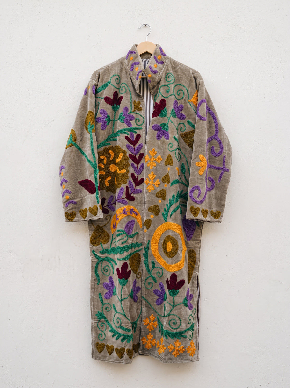 Vintage Meadow Suzani Velvet Long Jacket