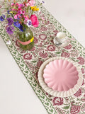 Maroon Floral Hand Block Print Table Runner
