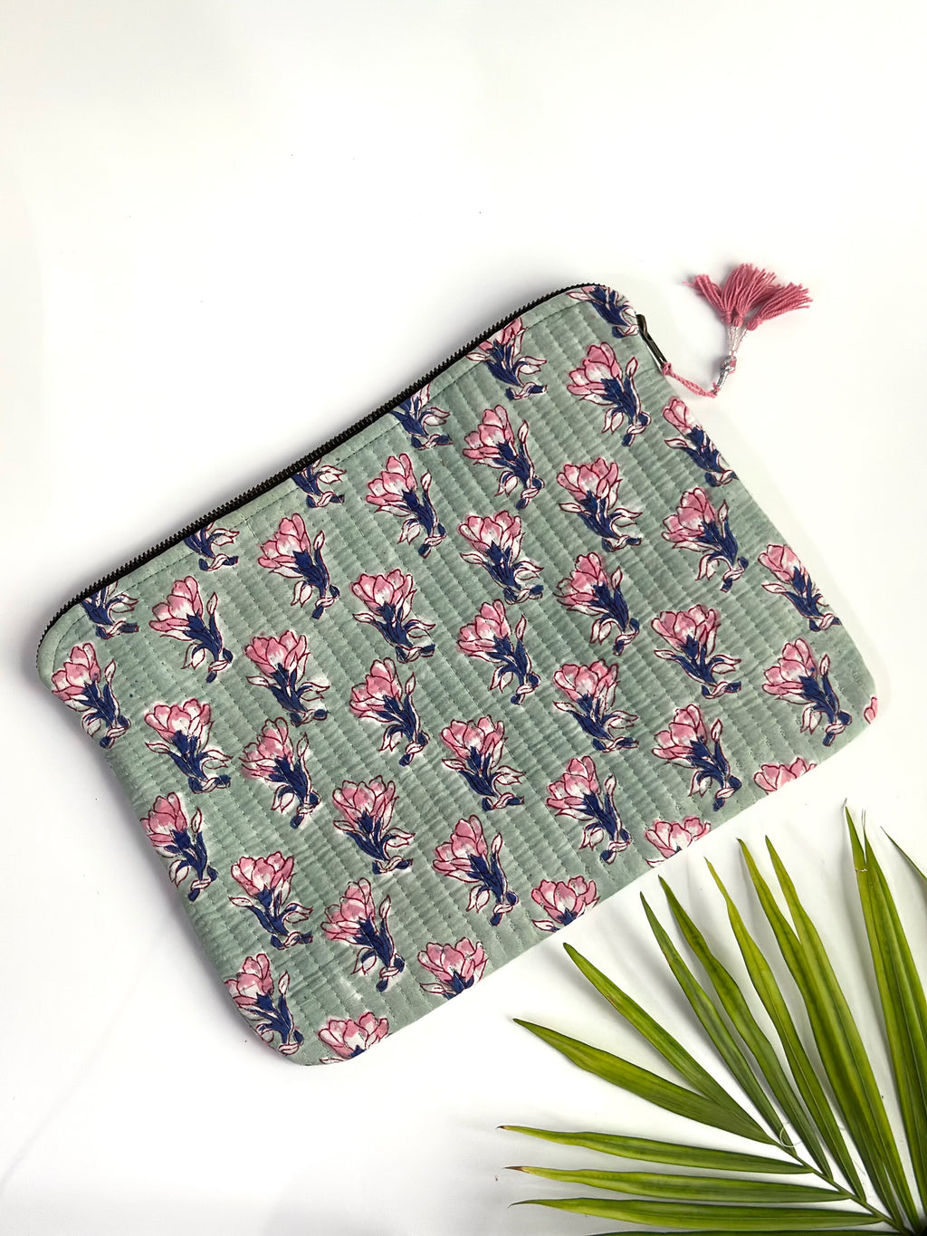 Mint Blossom Quilted Laptop & Ipad Sleeve