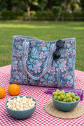 Blue Garden Quilted Tote Bag