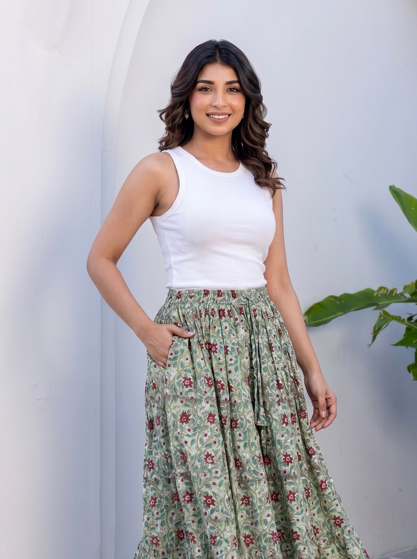 Sage Bloom Maxi Skirt