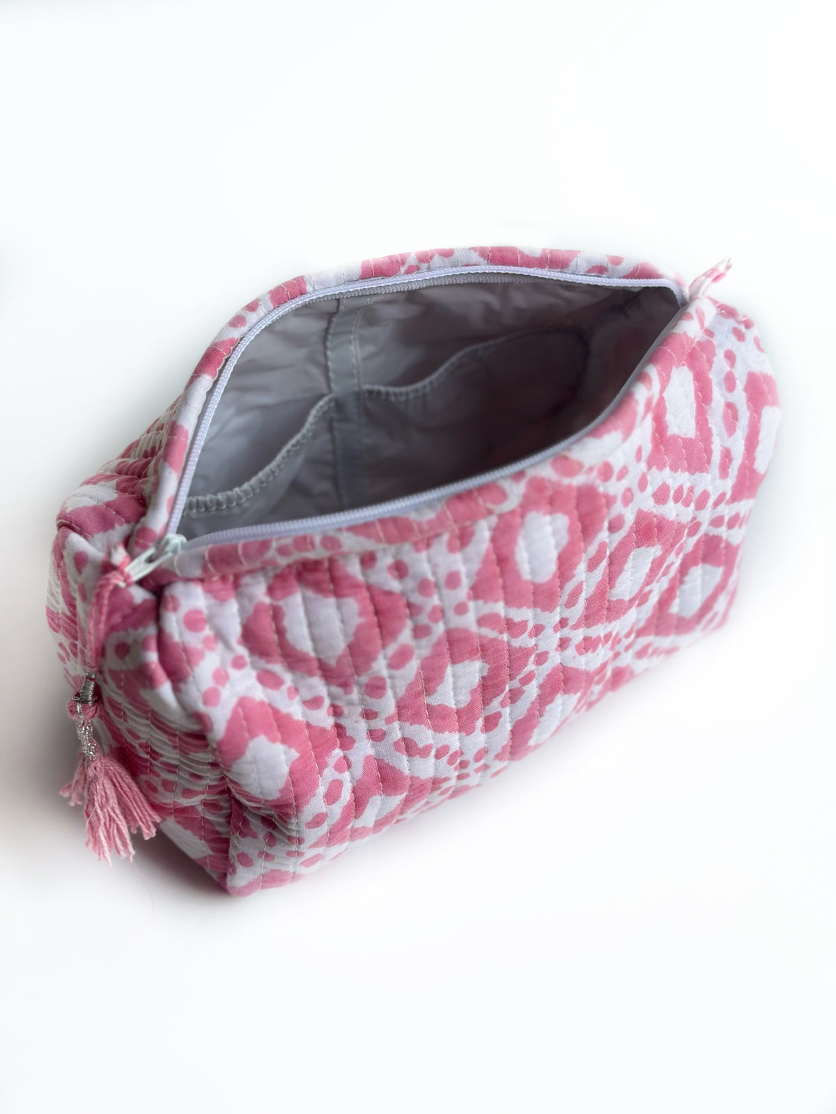 Pink Lattice Quilted Pouch (set of 3)