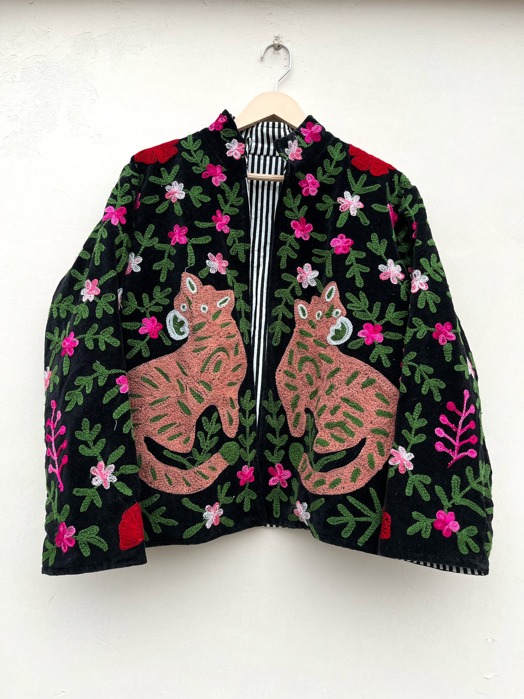 Black Tiger Embroidered Velvet Jacket