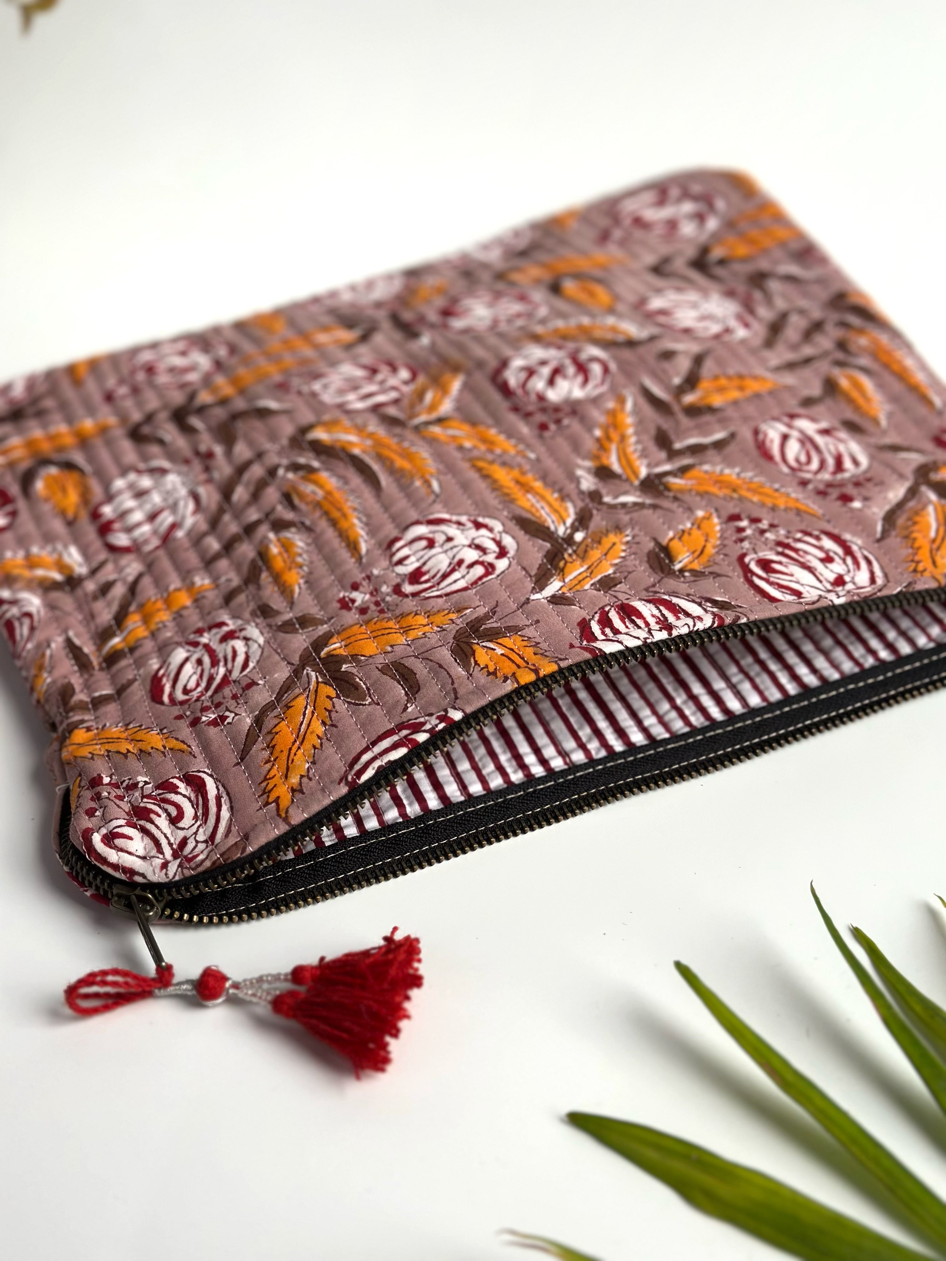 Rosewood Bloom Quilted Laptop & Ipad Sleeve