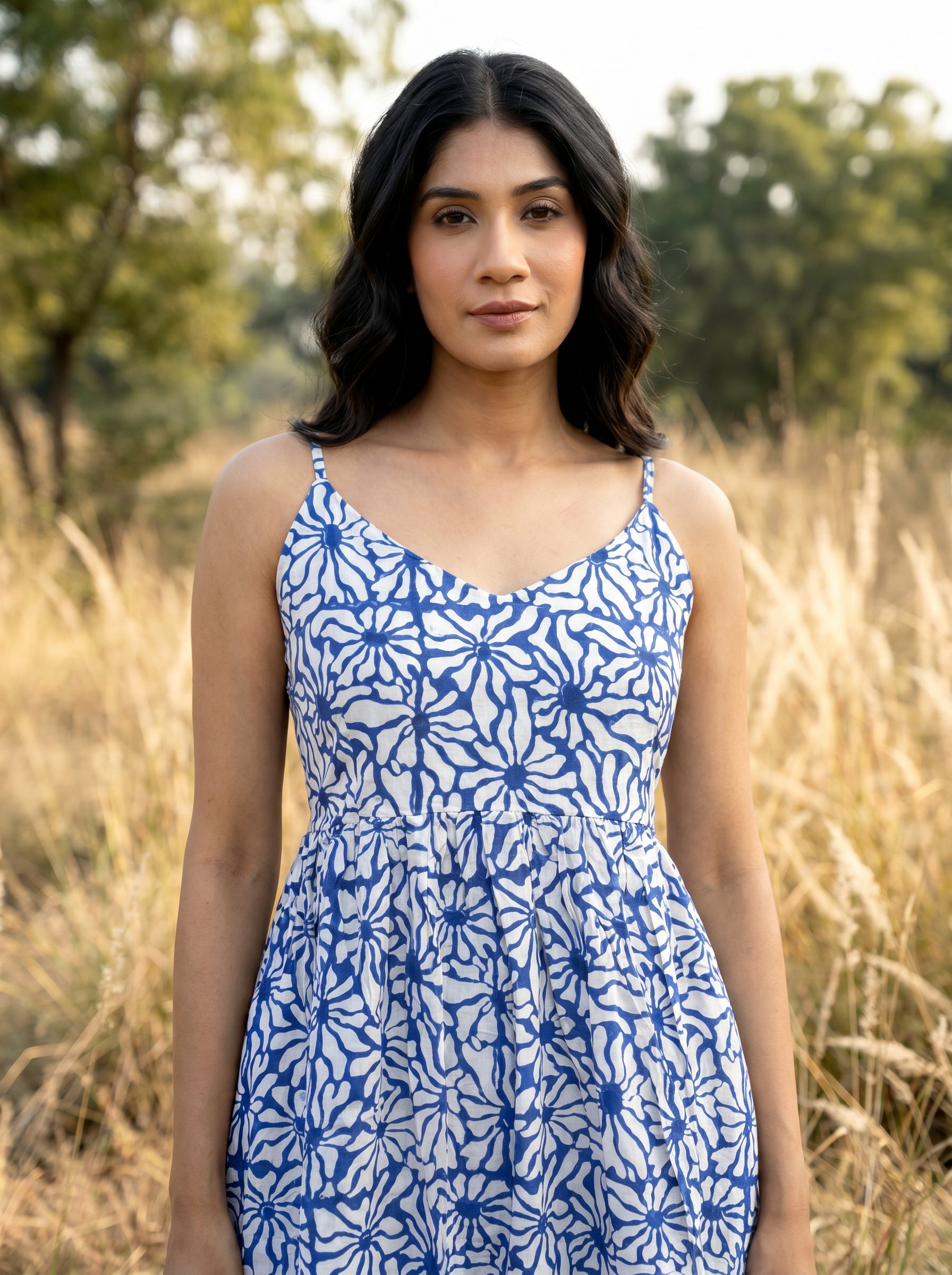 Indigo Bloosom Cotton Maxi Dress