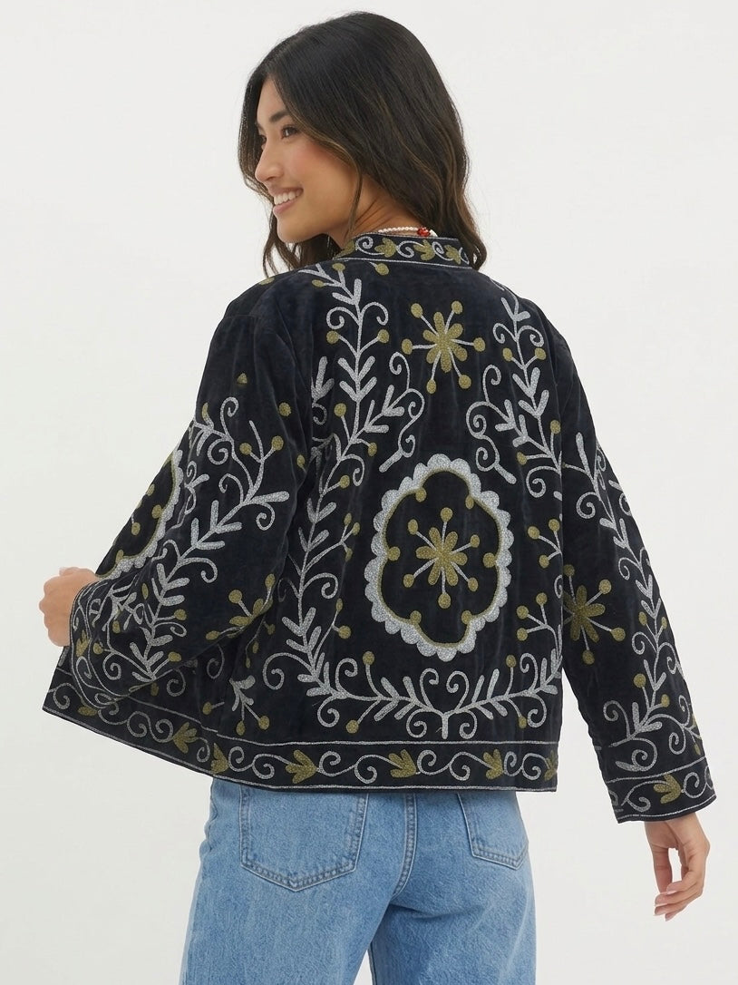 Black Floral Embroidered Jacket