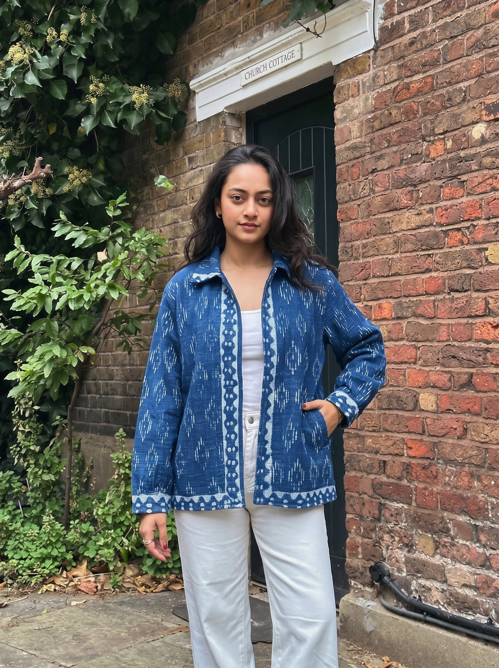 Indigo Ikat Block Print TNT Jacket