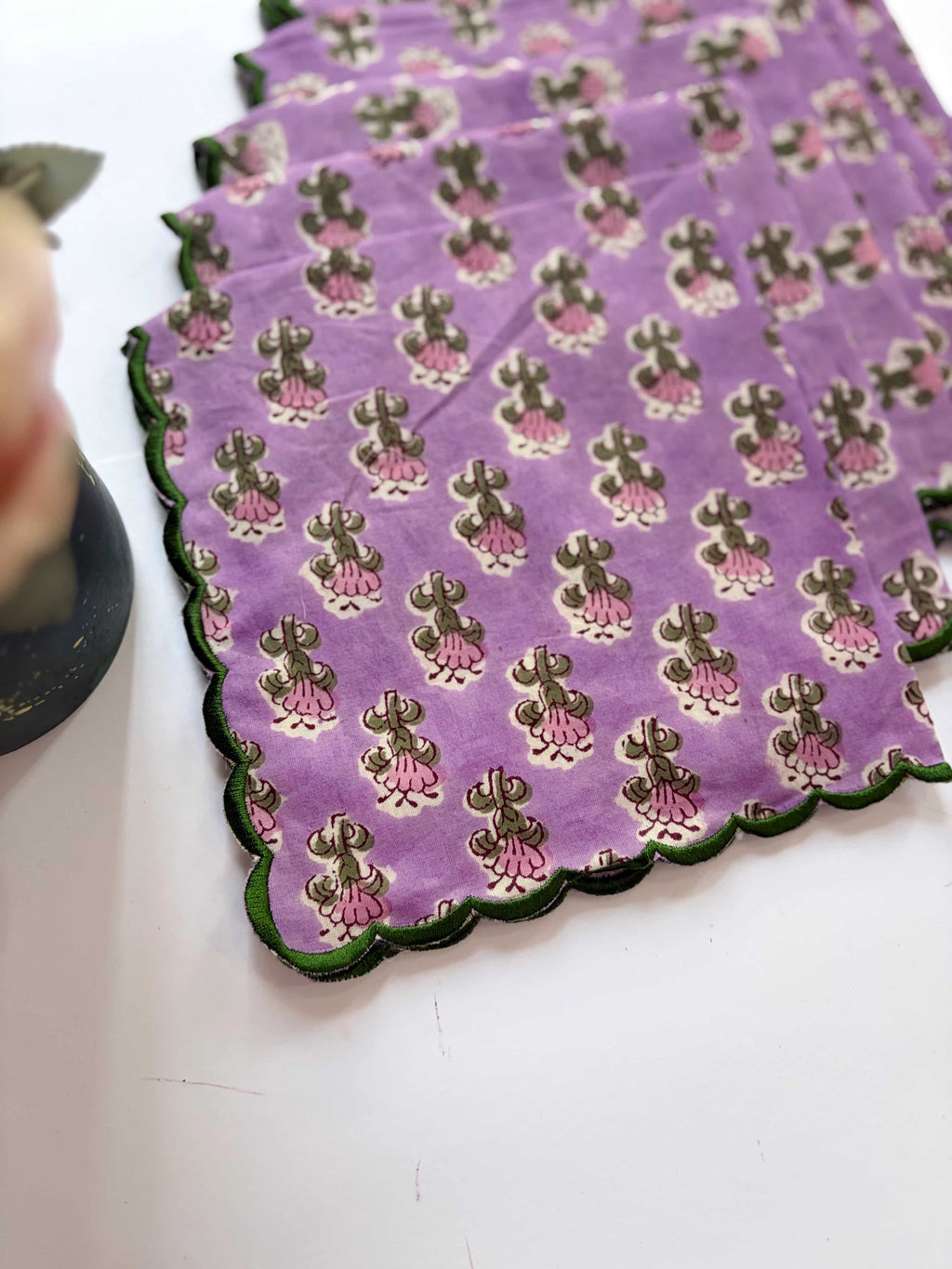 Lavender Floral Block Print cotton Napkins