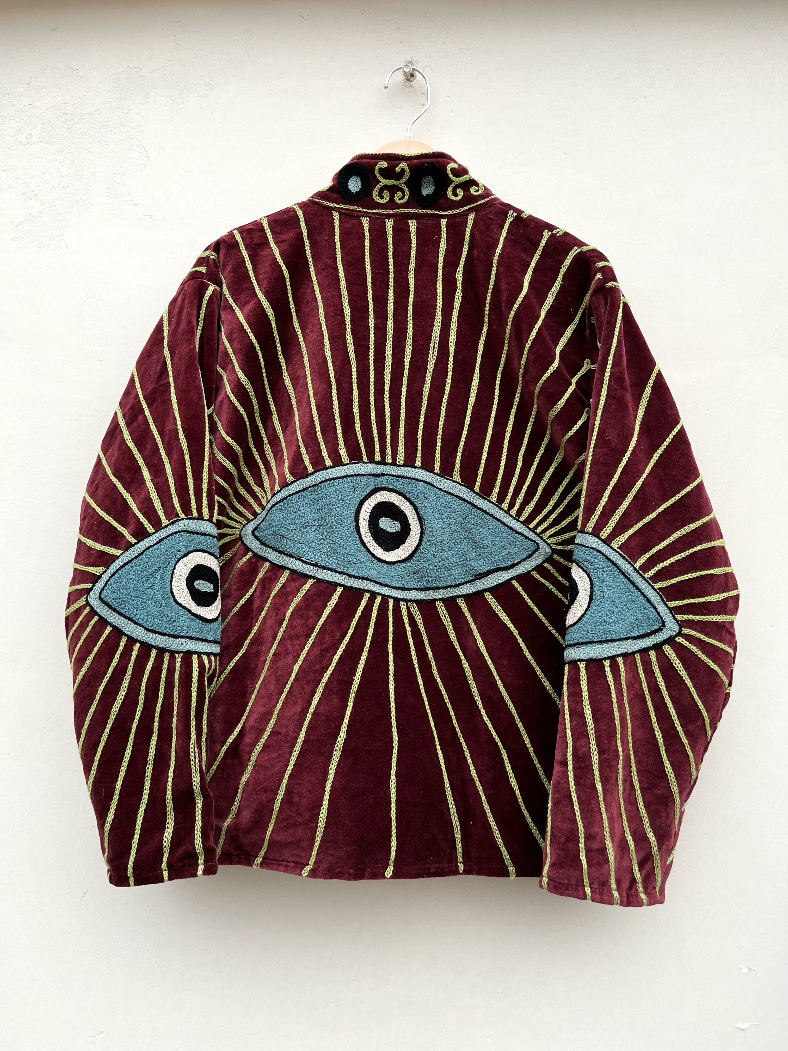 Evil Eye Embroidered Velvet Jacket