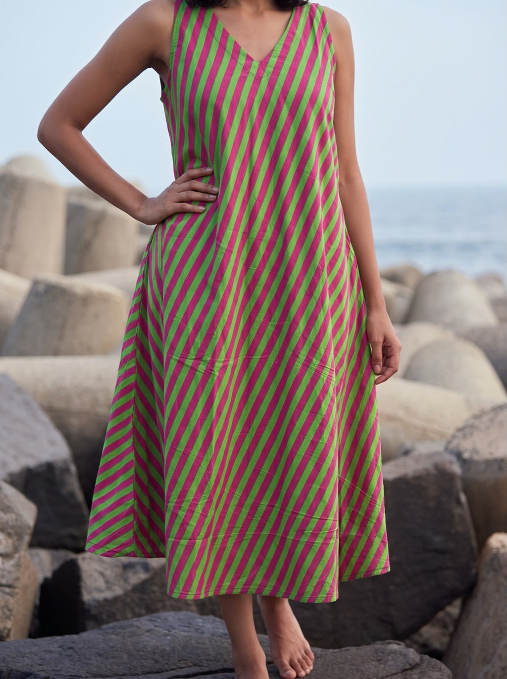 Pink Lime Summer Stripe Dress