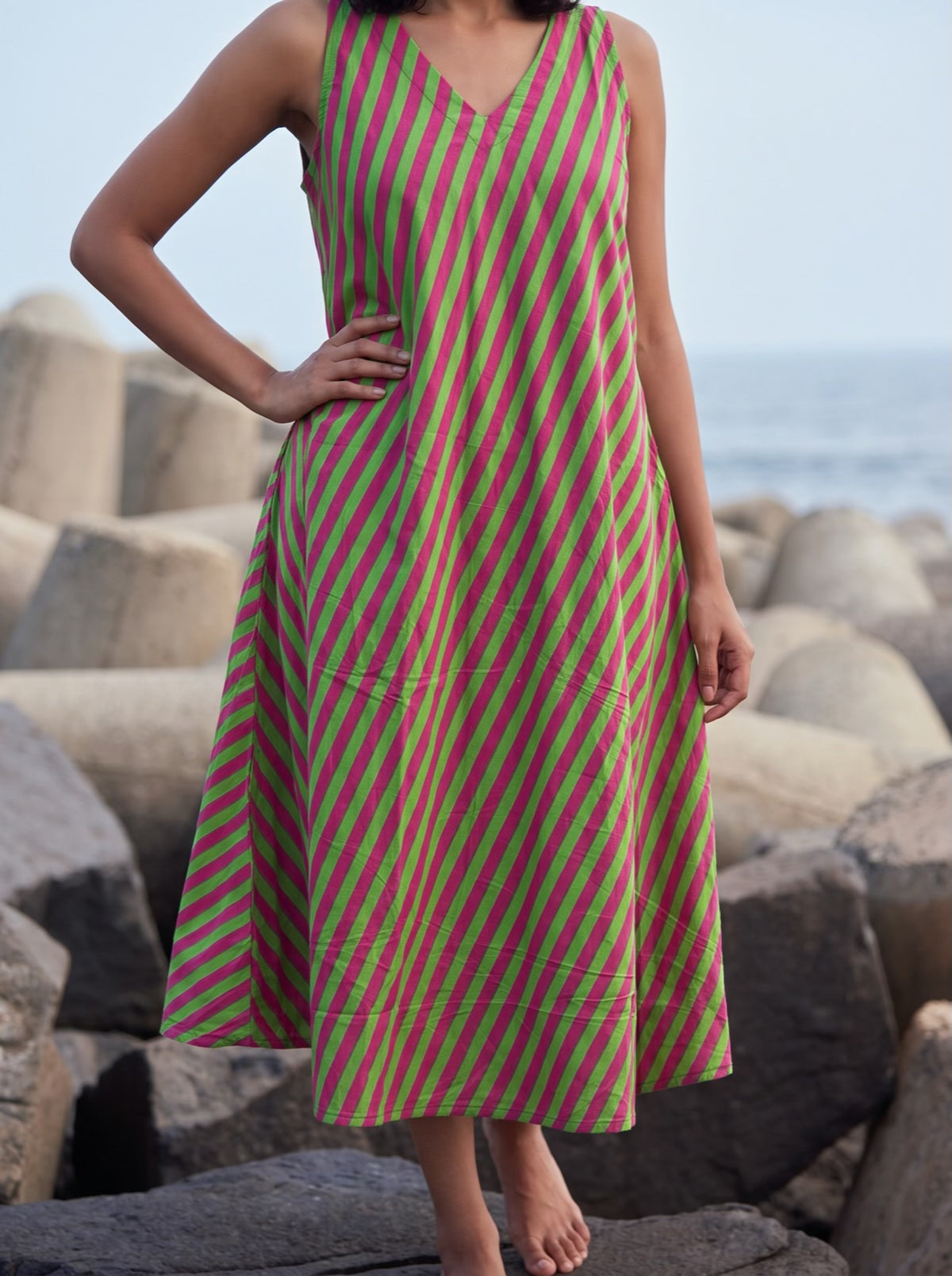 Pink Lime Summer Stripe Dress
