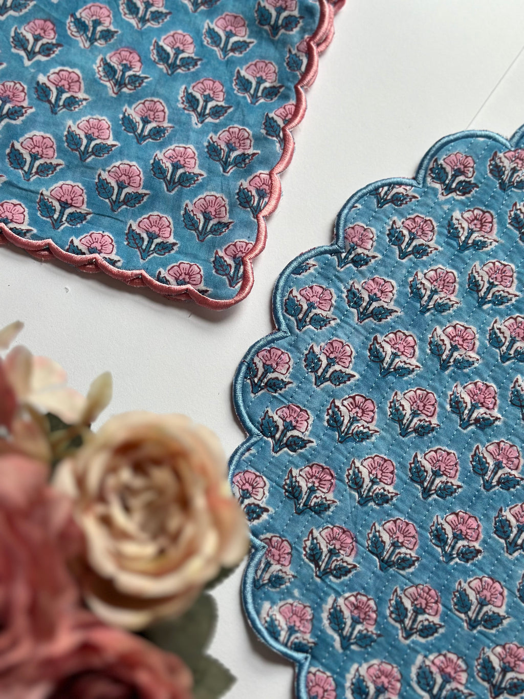 Sky Bloosom Quilted Placemats & Napkin Set of 6