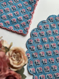 Sky Bloosom Quilted Placemats & Napkin Set of 6