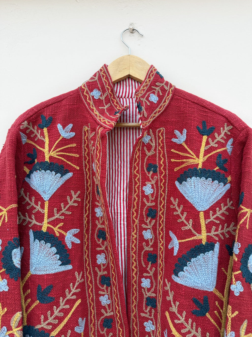 Crimson Garden Cotton Tnt Suzani Jacket
