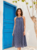 Indigo Bloom Cotton Maxi Dress