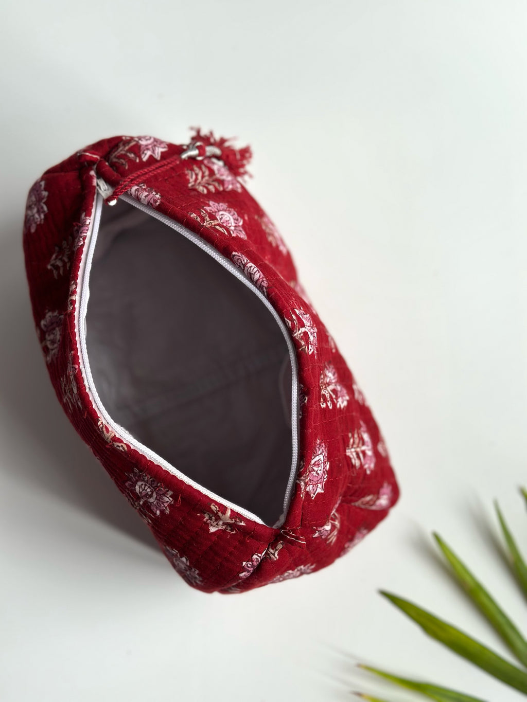 Ruby Blossom Quilted Cosmetic Bag Set of 3