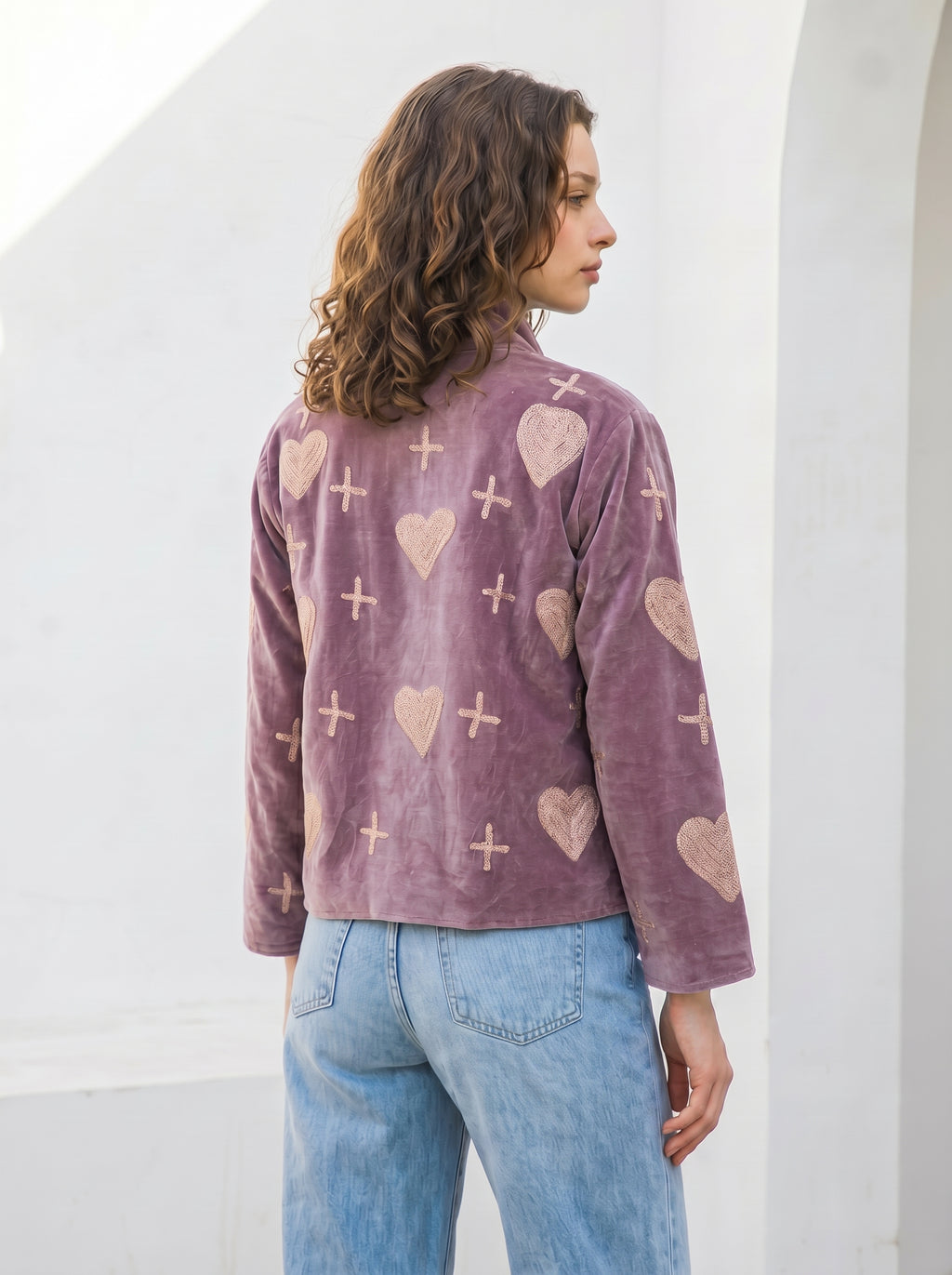 Mauve Heart Embroidered Jacket