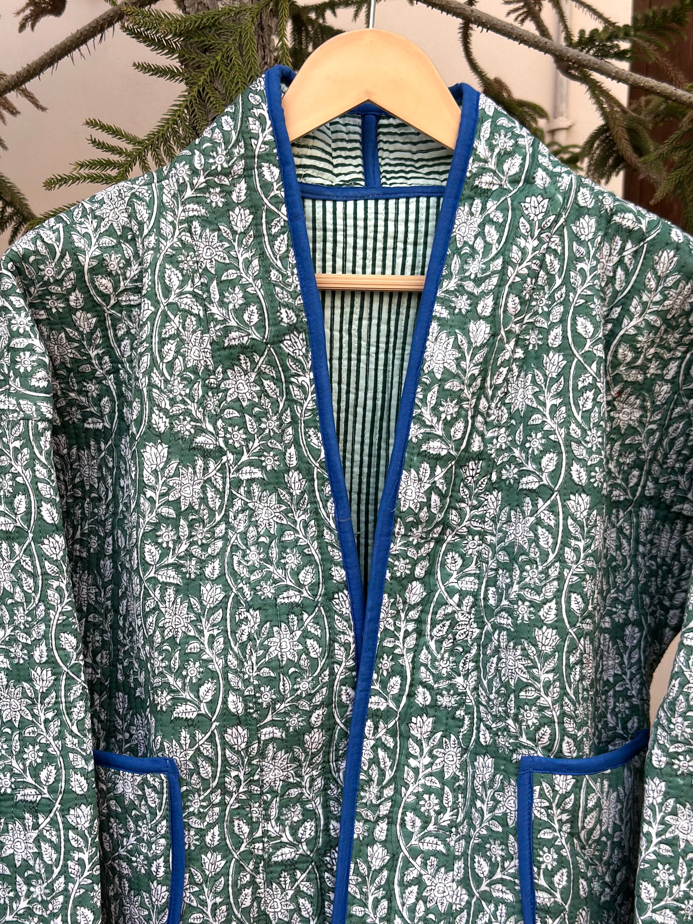 Emerald Vine Handcrafted Quilted Jacket