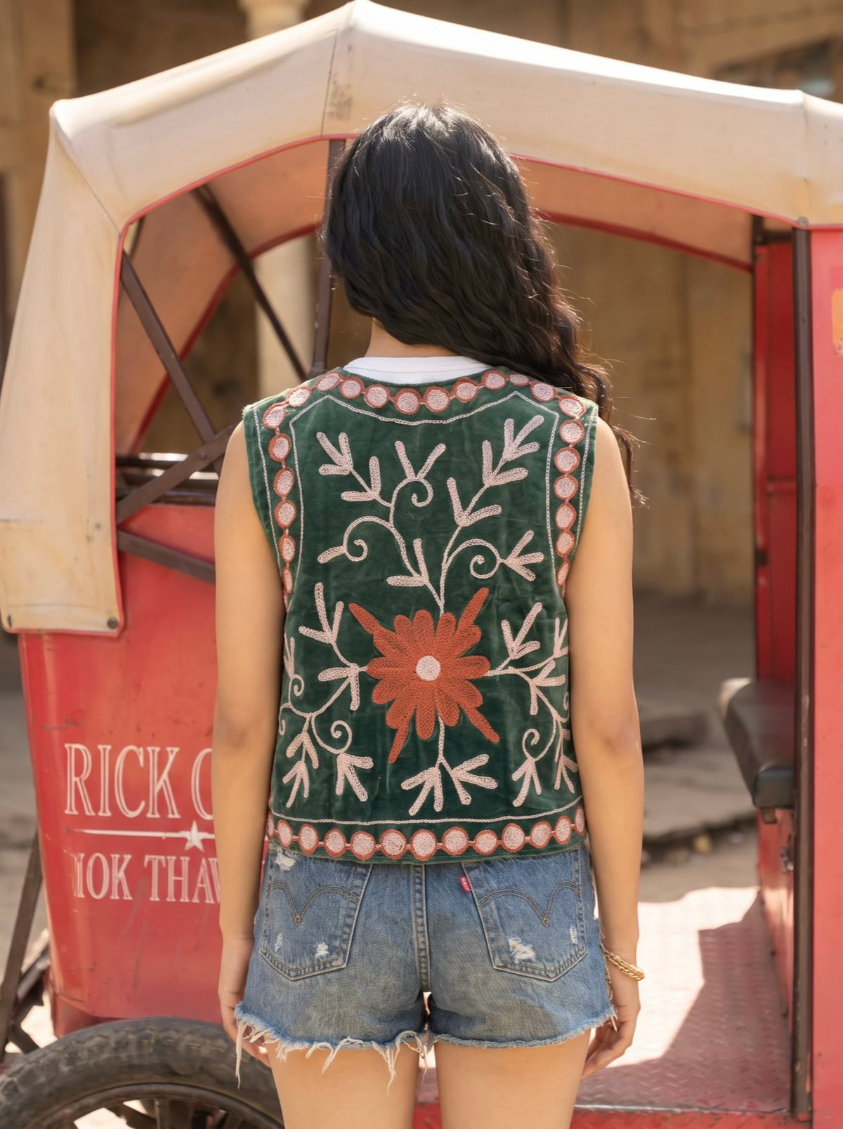 Forest Floral Suzani Velvet Vest