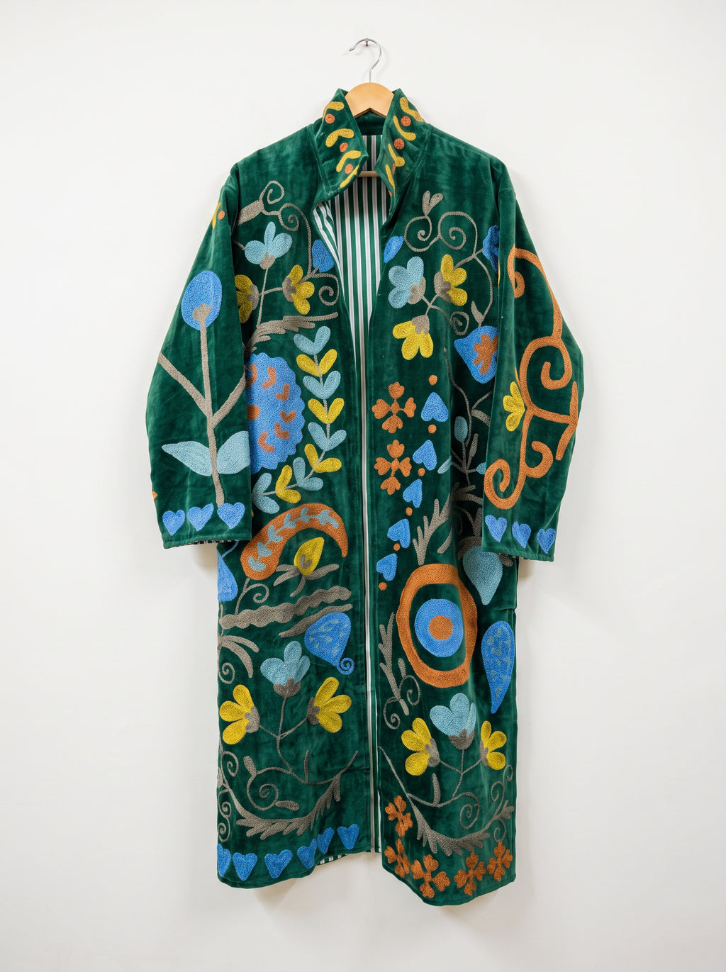 Emerald Garden Suzani Velvet Long Jacket