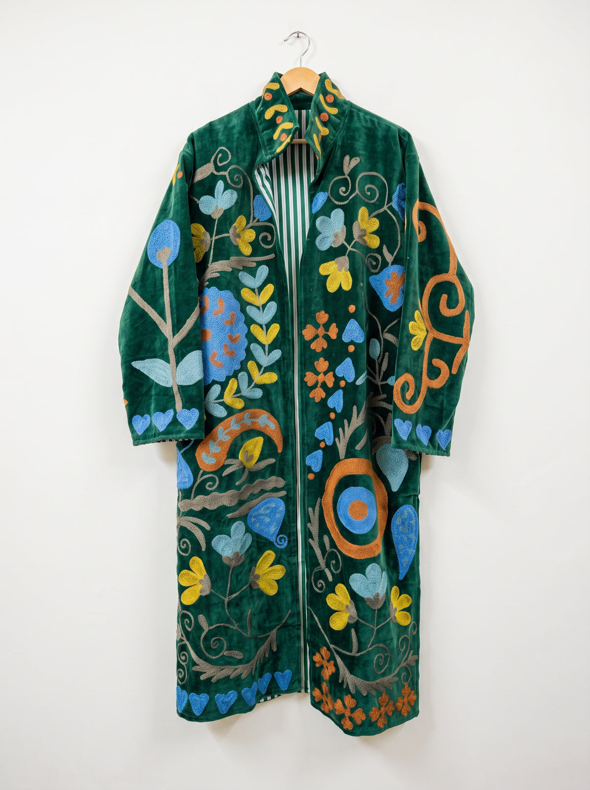Emerald Garden Suzani Velvet Long Jacket